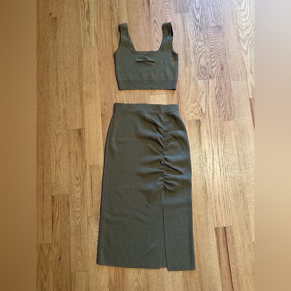 Mango Olive Maxi Skirt - Picture 1 of 5
